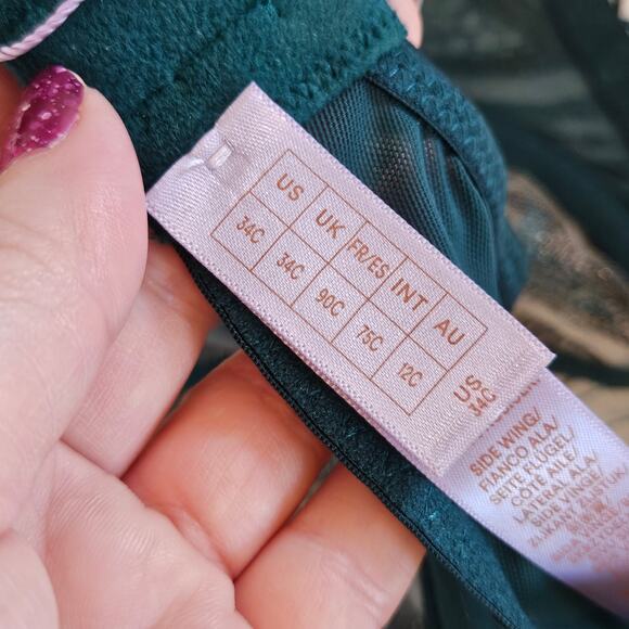 Savage X Fenty Shining Star Embroidered Unlined Demi Bra Blue Women's Size 34C - Picture 4 of 9